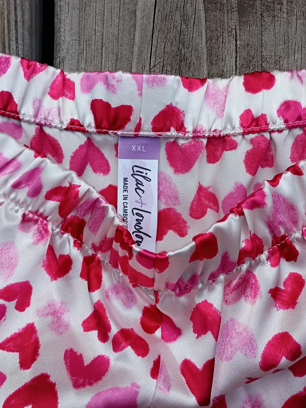 Women's Lilac+London Heart-Print Pink Pajama Set XXL